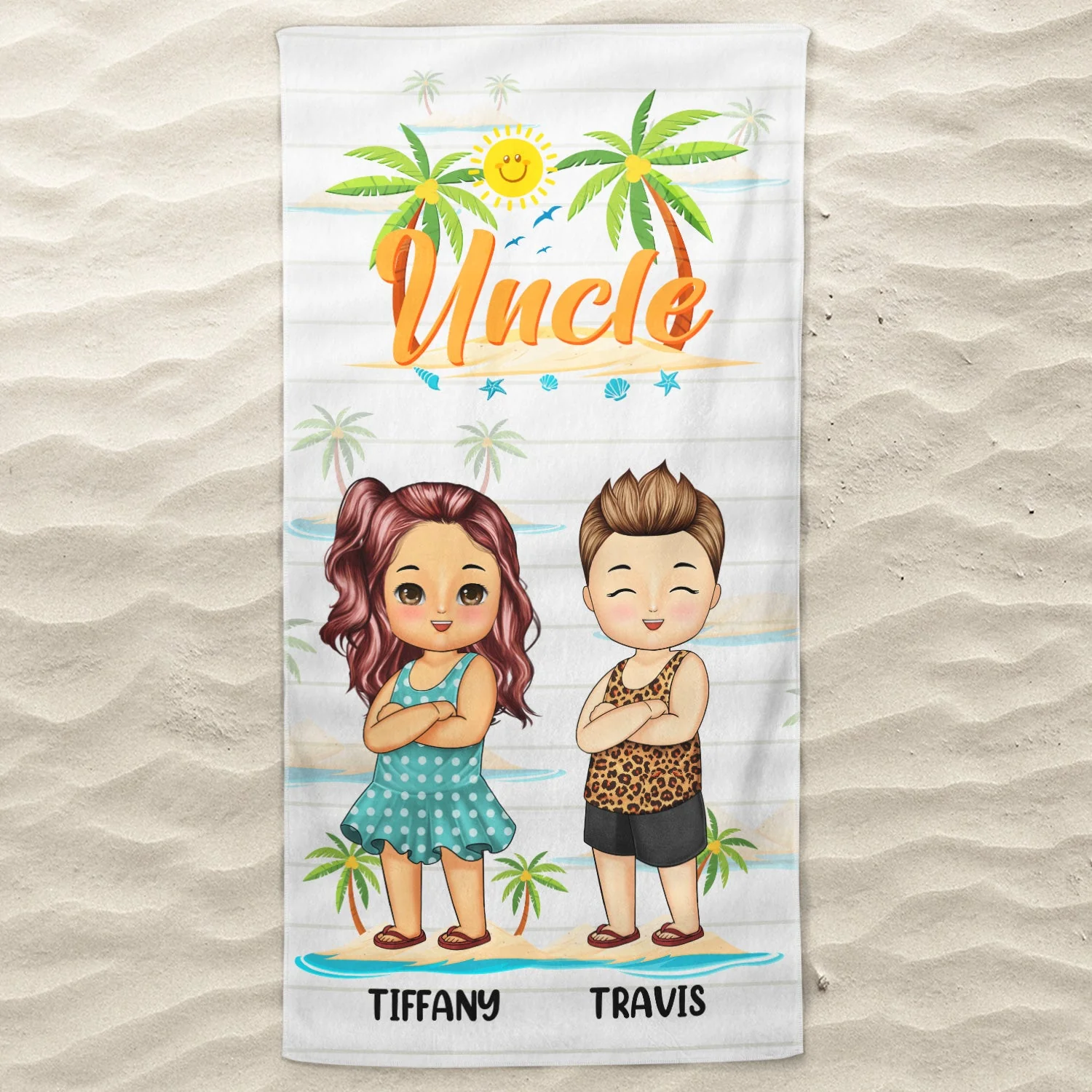 Nana Papa Mom Daddy - Loving Gift For Mother, Father, Grandma, Grandpa - Personalized Custom Beach Towel - Image 3