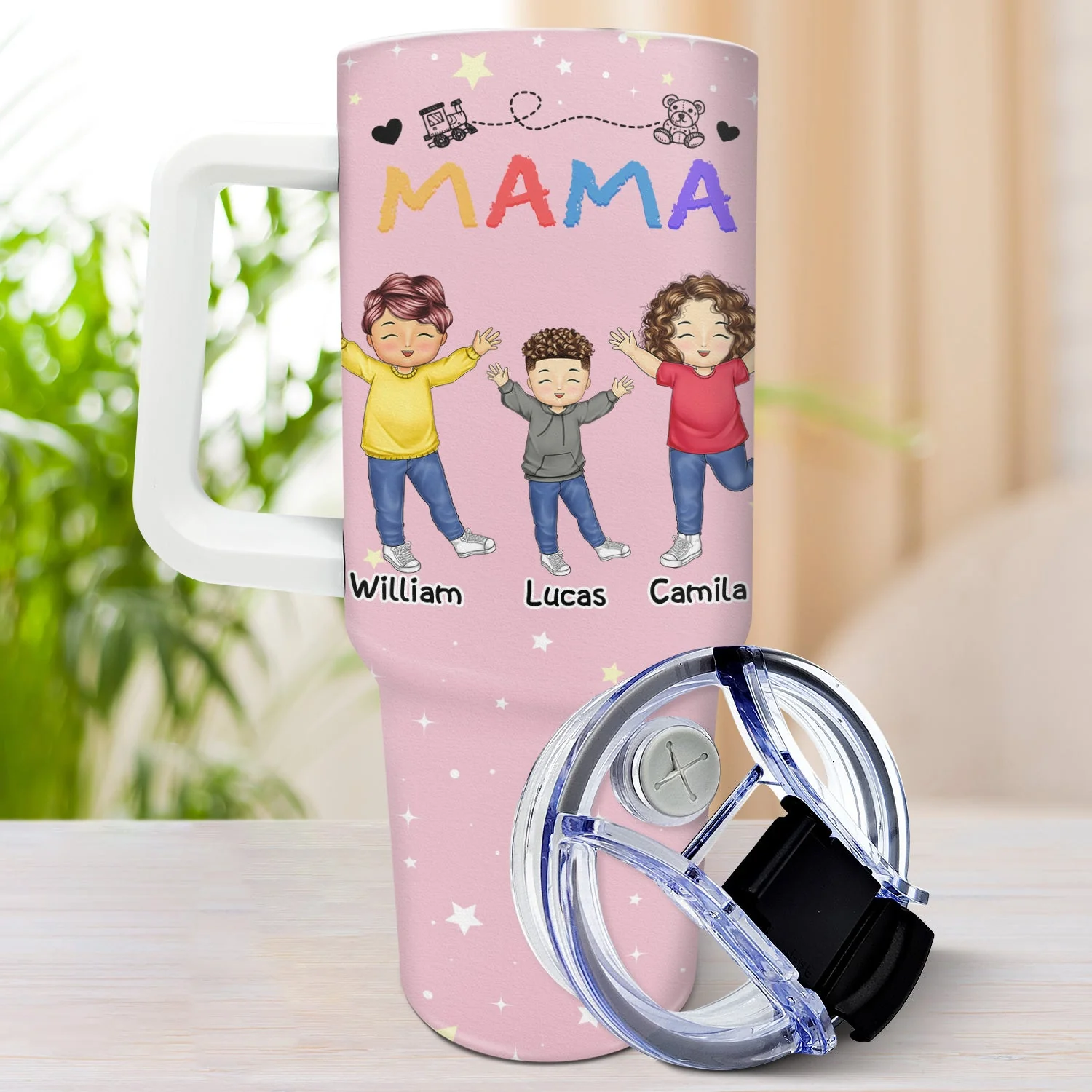 Nana Papa Mommy Daddy - Birthday, Loving Gift For Mother, Father, Grandma, Grandpa - Personalized 40oz Tumbler With Straw - Image 4