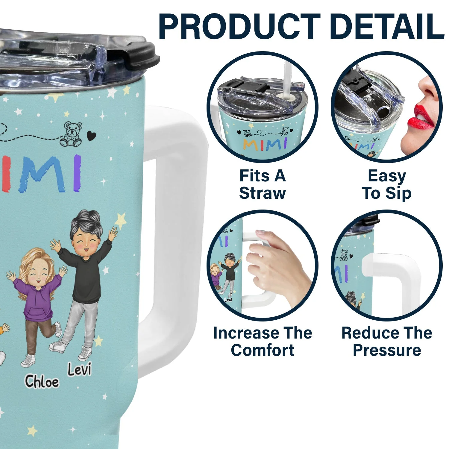 Nana Papa Mommy Daddy - Birthday, Loving Gift For Mother, Father, Grandma, Grandpa - Personalized 40oz Tumbler With Straw - Image 6