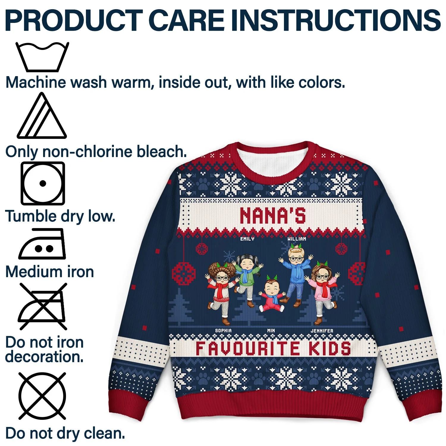 Nana's Favourite Kids - Christmas Gift For Grandma, Grandmother, Grandpa, Grandfather, Grandparents - Personalized Unisex Ugly Sweater - Image 7