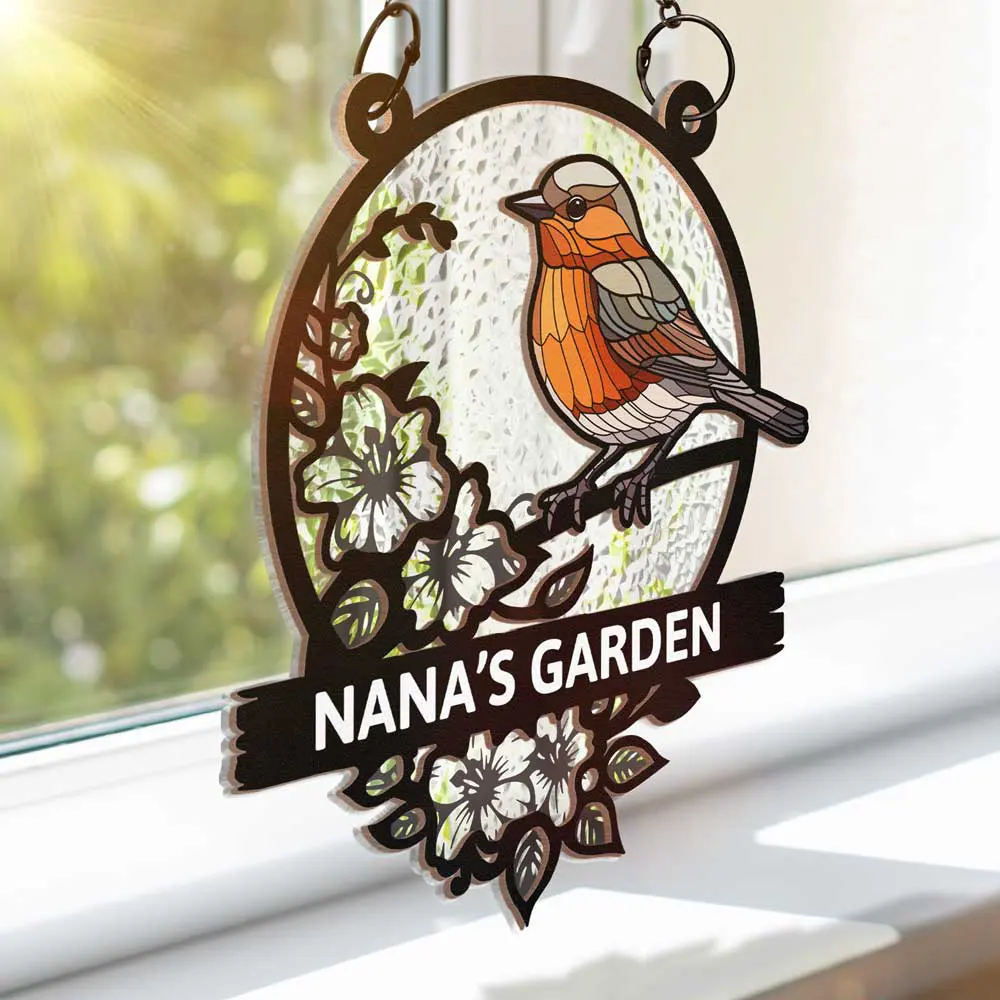 Nana's Garden Love Grows Here - Personalized Window Hanging Suncatcher Ornament - Image 3
