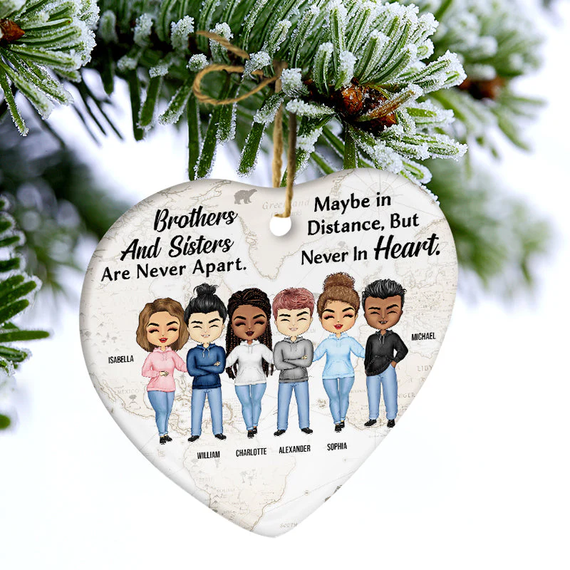 Never Apart In Heart Hoodie Friends - BFF Bestie Gift - Personalized Custom Heart Ceramic Ornament - Image 3