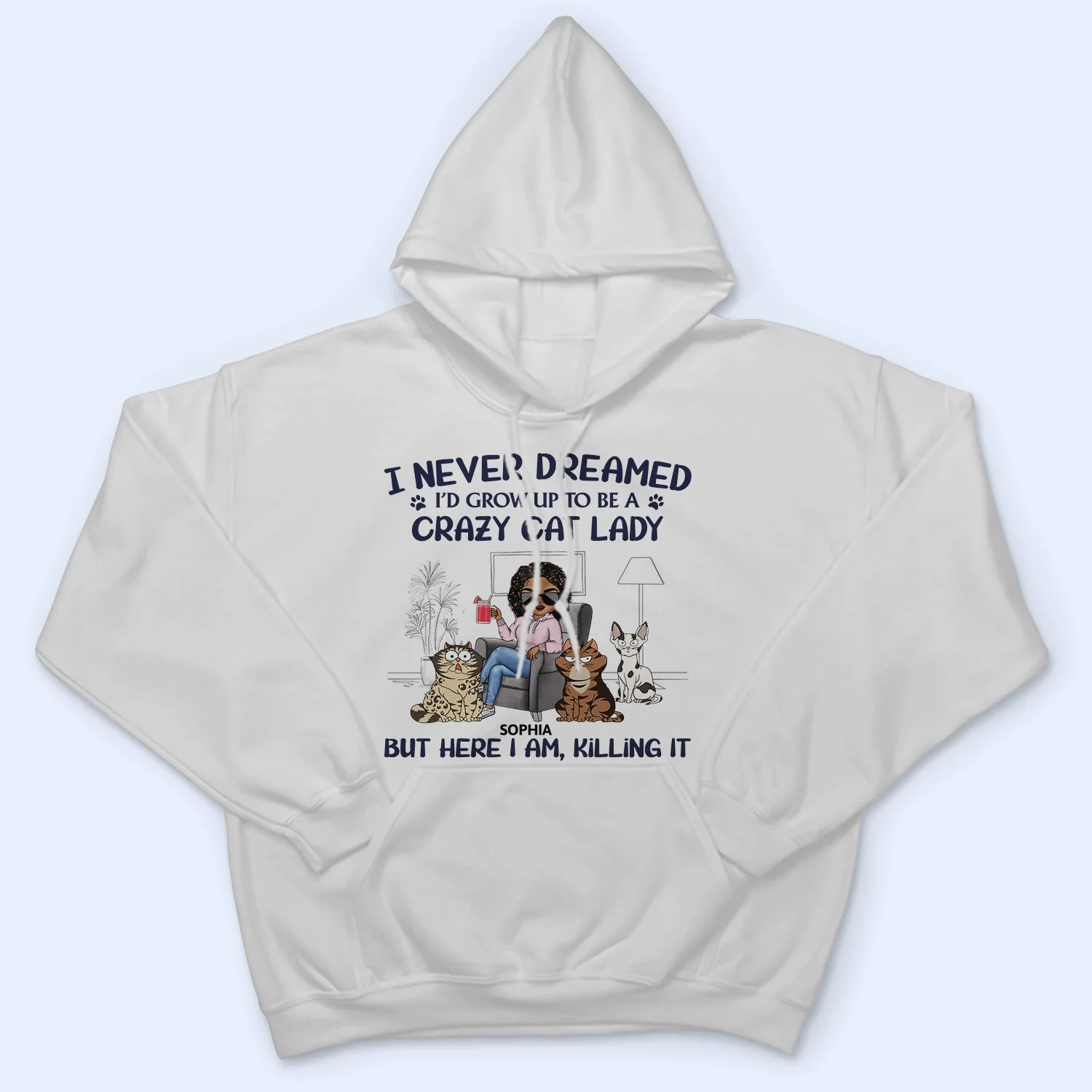 Never Dreamed I'd Grow Up To Be A Crazy Cat Lady - Funny, Birthday Gift For Cat Lovers - Personalized T Shirt - Image 4