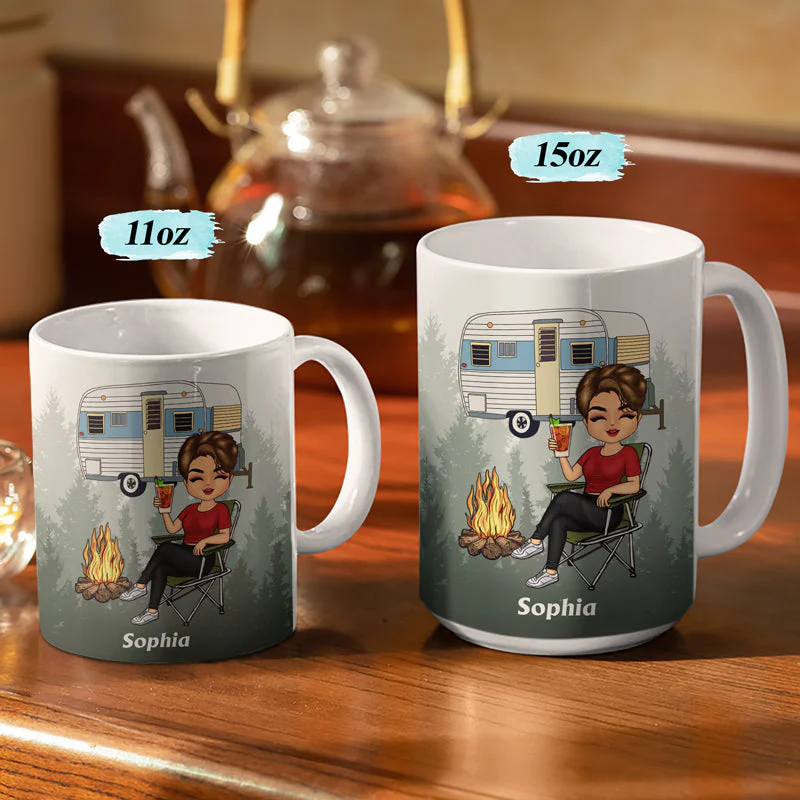 Never Dreamed I'd Grow Up To Be A Super Sexy Camping Lady - Personalized Custom White Edge-to-Edge Mug - Image 3
