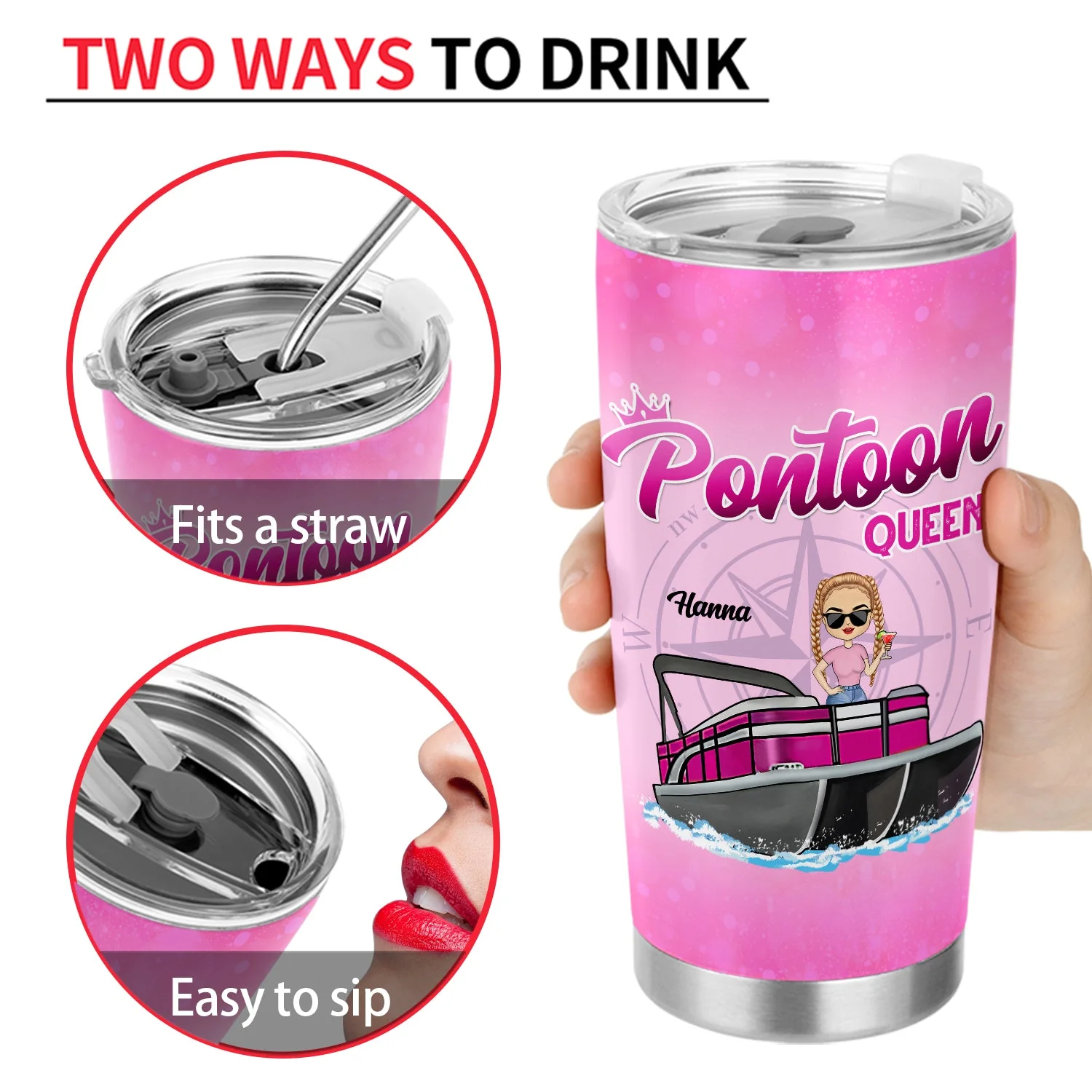 Never Dreamed I'd Grow Up To Be A Super Sexy Pontoon Queen - Gift For Lake Lovers, Pontooning Lovers, Travelers, Women - Personalized Custom Tumbler - Image 4