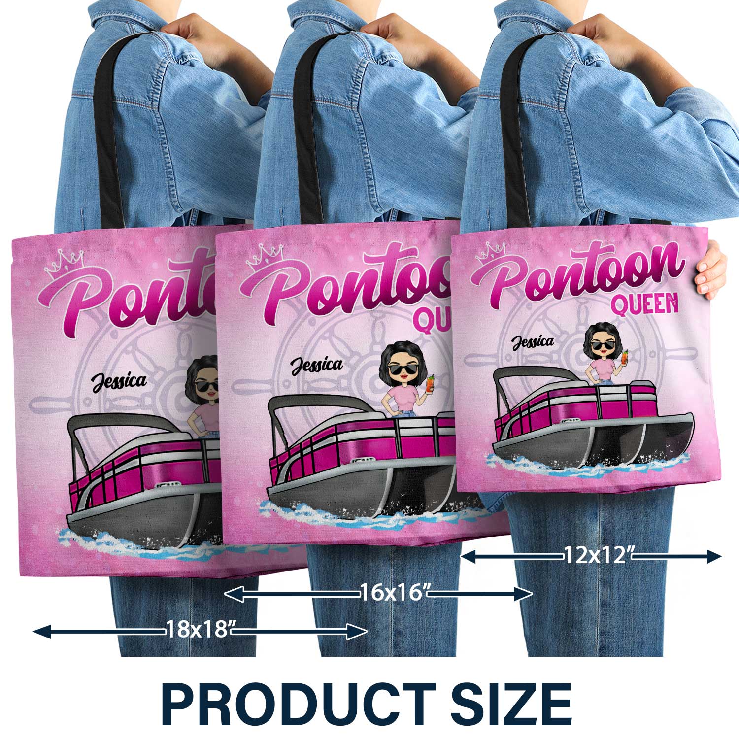 Never Dreamed I'd Grow Up To Be A Super Sexy Pontoon Queen - Traveling, Cruising Gift For Pontooning Lovers, Lake Lovers, Travelers, Women - Personalized Custom Zippered Canvas Bag - Image 3