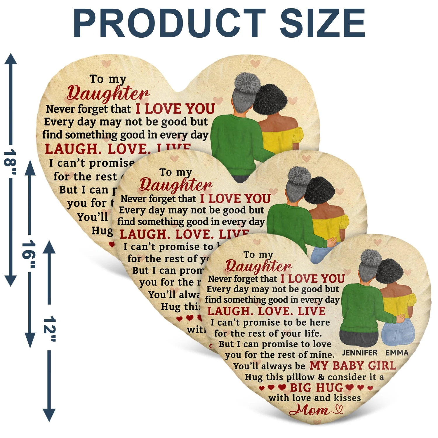 Never Forget That I Love You Mom - Gift For Daughters - Personalized Heart Shaped Pillow - Image 6
