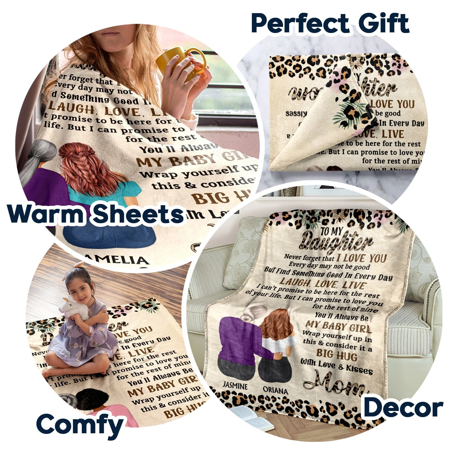 Never Forget That I Love You Mom Leopard Pattern - Gift For Daughters - Personalized Fleece Blanket, Sherpa Blanket - Image 7