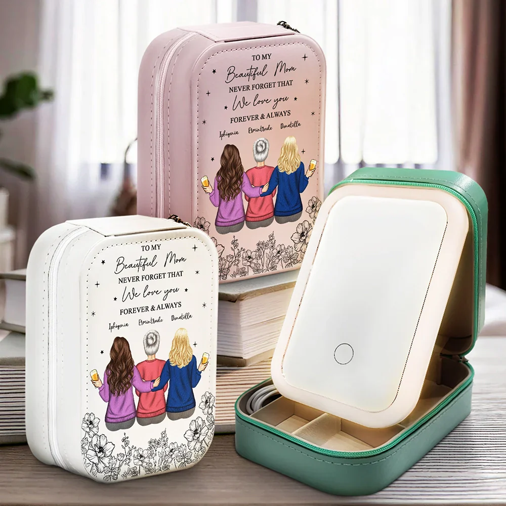 Never Forget That I Love You - Personalized Makeup Box With LED Mirror - Image 2