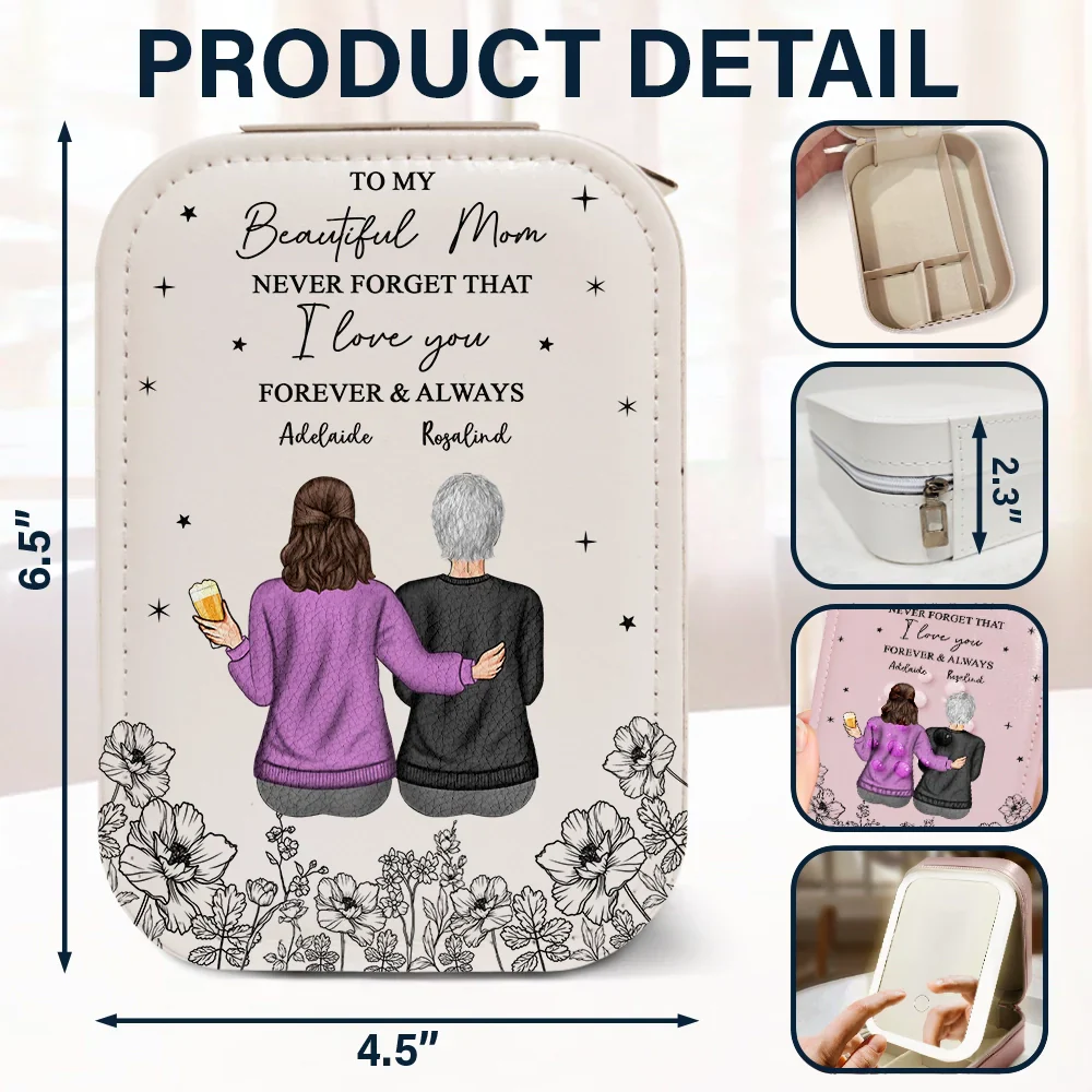 Never Forget That I Love You - Personalized Makeup Box With LED Mirror - Image 6
