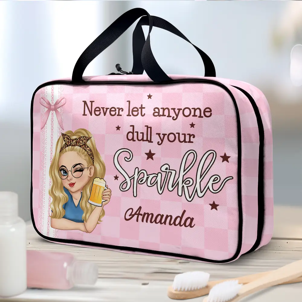 Never Let Anyone Dull Your Sparkle - Personalized Toiletry Bag - Image 2