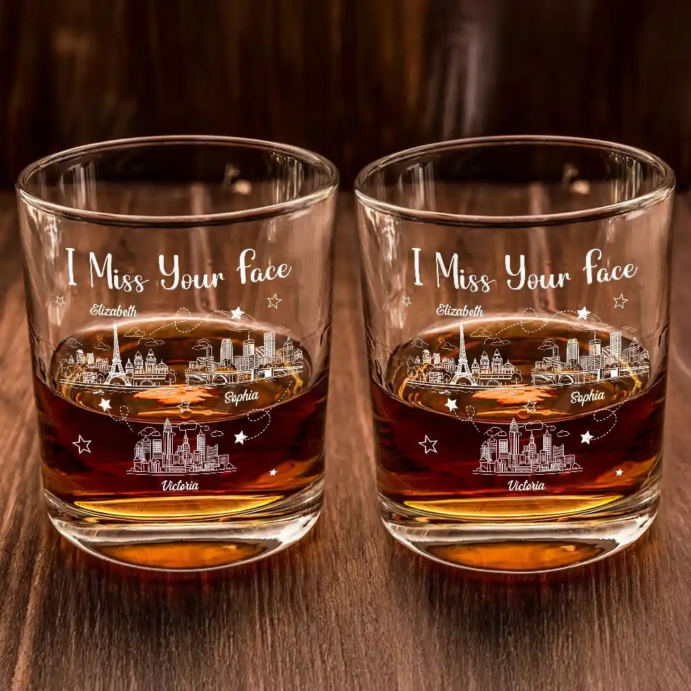 Never Too Far To Drink Together Long Distance - Personalized Whiskey Glass - Image 2