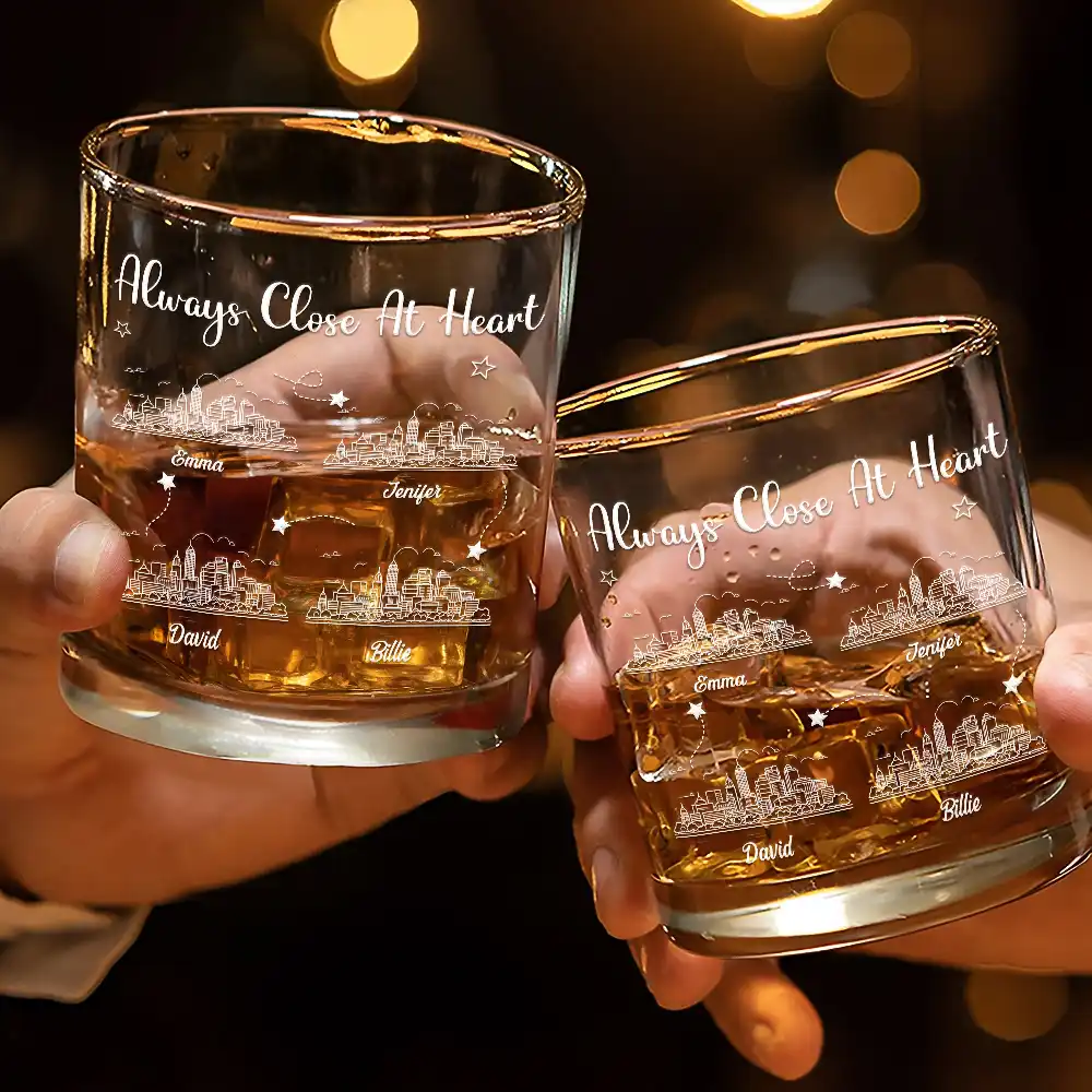 Never Too Far To Drink Together Long Distance - Personalized Whiskey Glass - Image 3