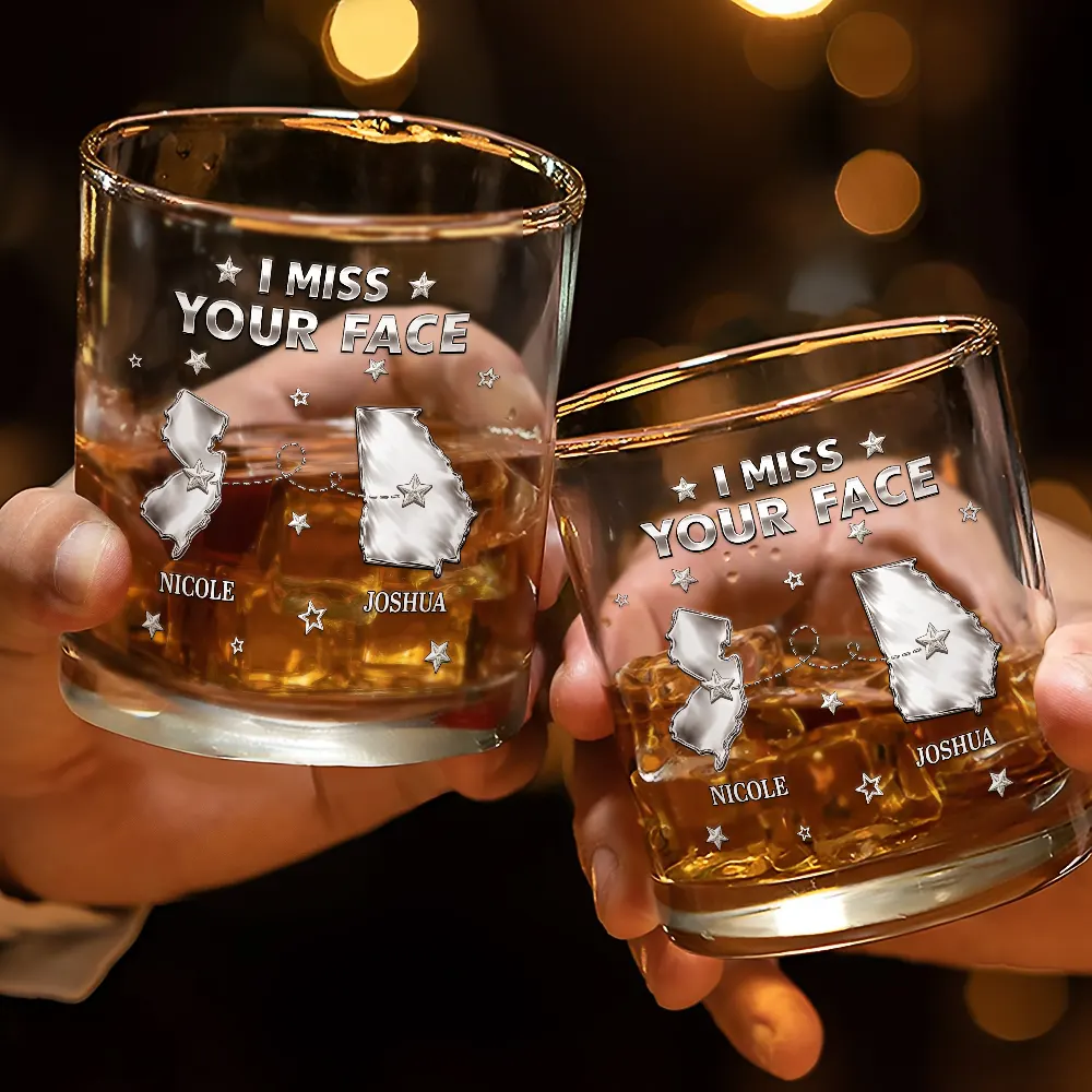 Never Too Far To Drink Together - Personalized Whiskey Glass - Image 3