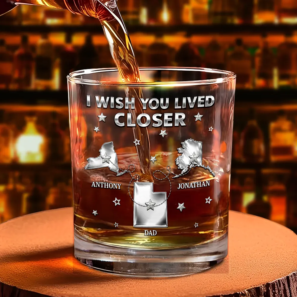 Never Too Far To Drink Together - Personalized Whiskey Glass - Image 4