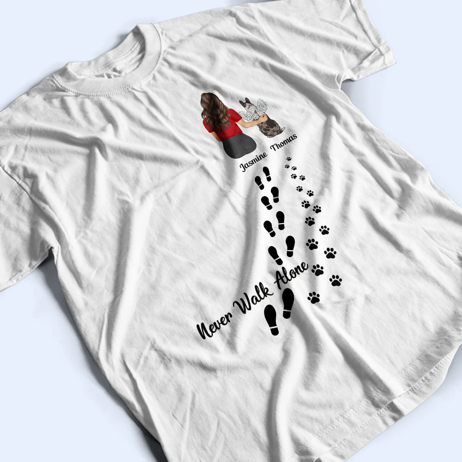 Never Walk Alone - Gift For Dog Lovers, Dog Mom, Dog Dad - Personalized T Shirt - Image 3