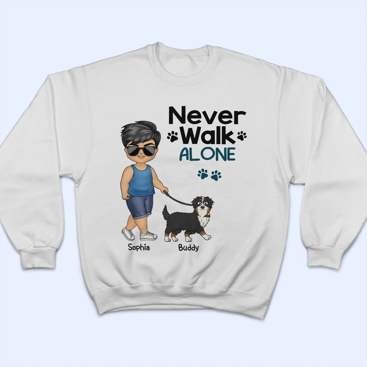 Never Walk Alone Walking Dog - Gift For Dog Lovers, Dog Mom, Dog Dad - Personalized T Shirt - Image 5