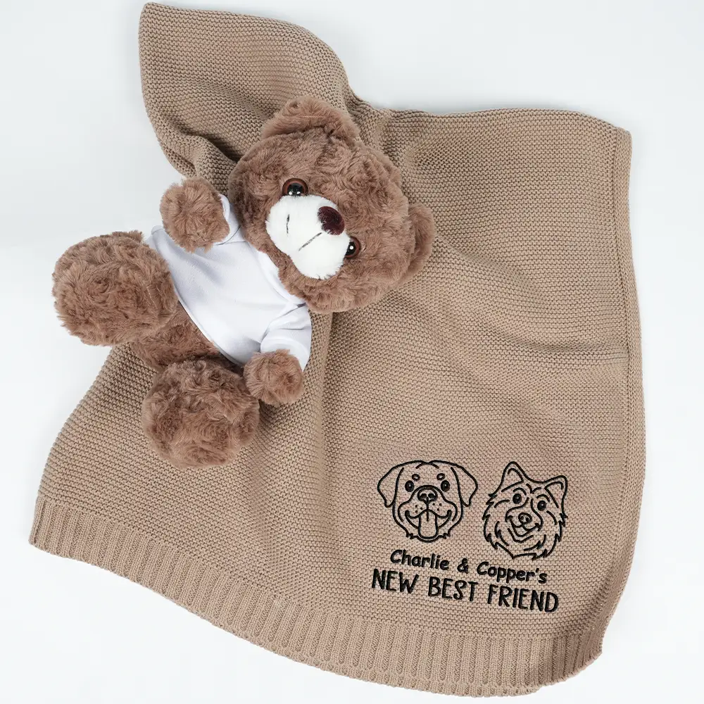 New Best Friend Baby - Personalized Embroidered Knitted Baby Blanket - Image 6