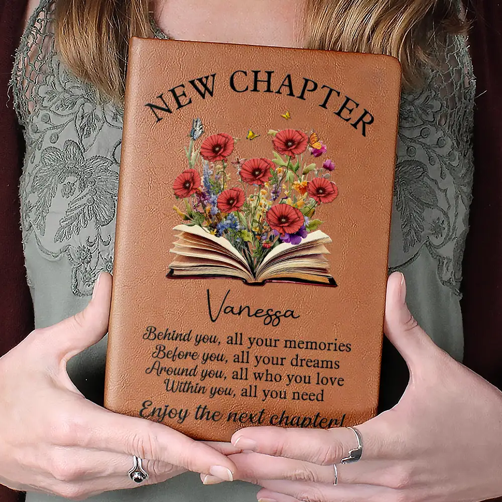 New Chapter Birth Month Flower - Personalized Leather Journal - Image 4