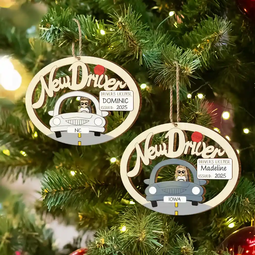 New Driver Christmas - Personalized Wooden Cutout Ornament - Image 6