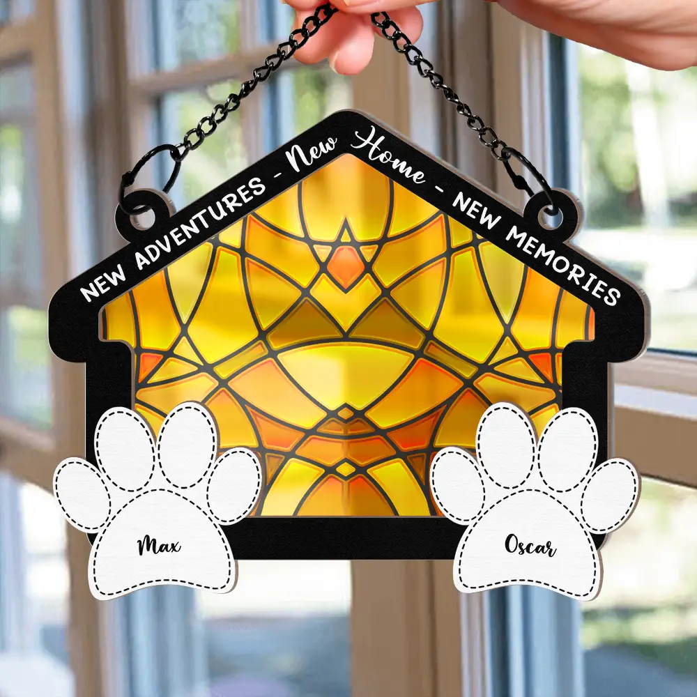 New Home New Adventures New Memories - Personalized Window Hanging Suncatcher Ornament - Image 2