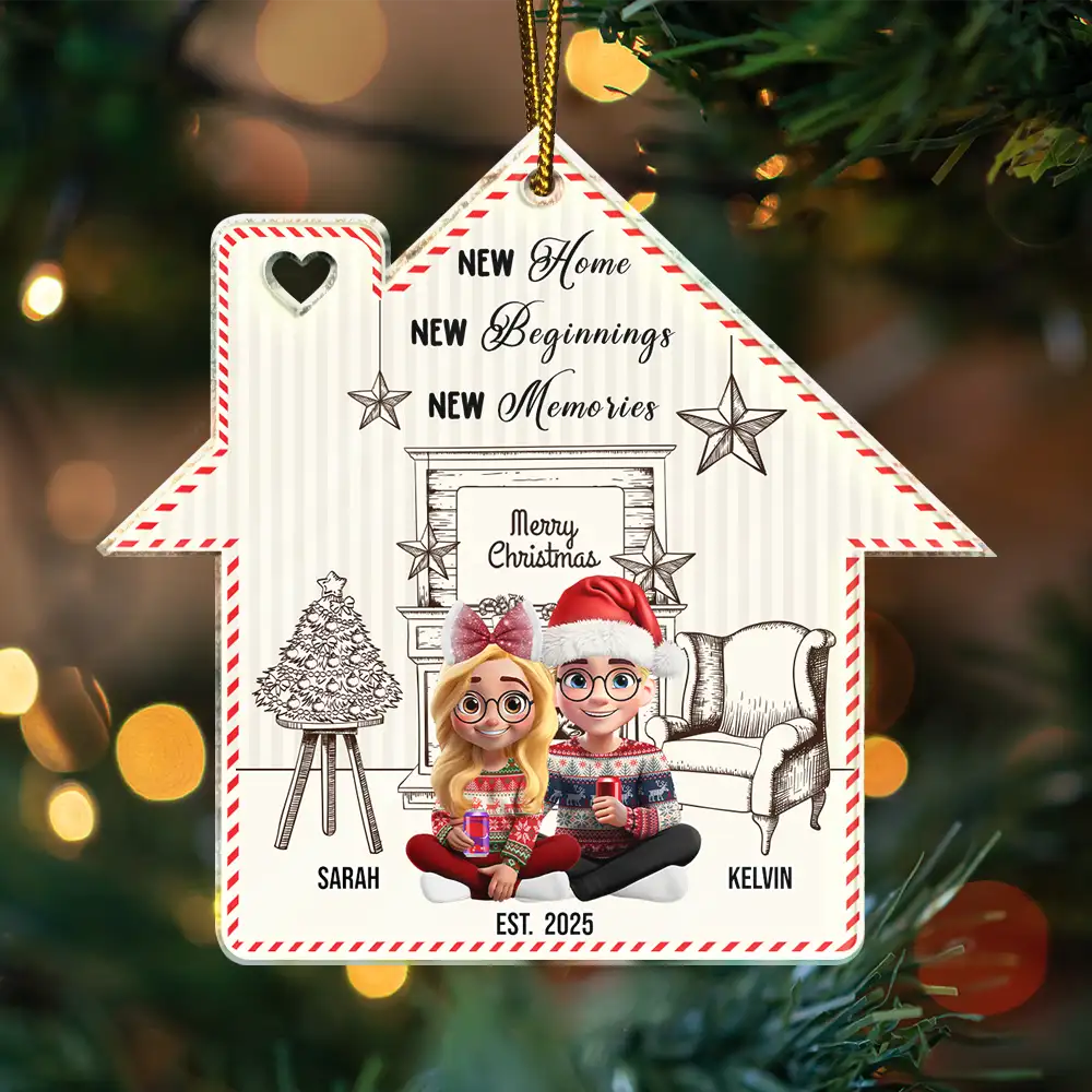 New Home New Beginnings New Memories - Personalized Custom Shaped Acrylic Ornament - Image 3
