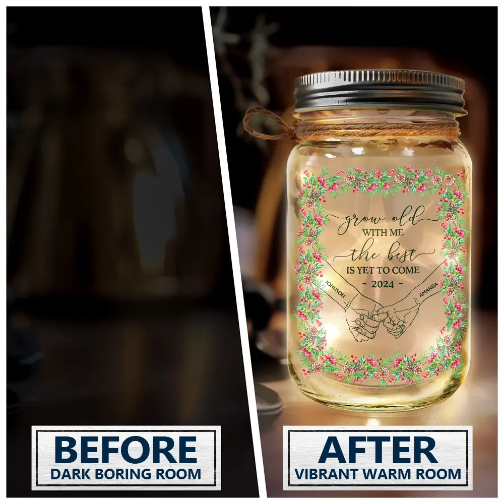 Newly Engaged Couple Holding Hands The Best Is Yet To Come - Personalized Mason Jar Light - Image 4