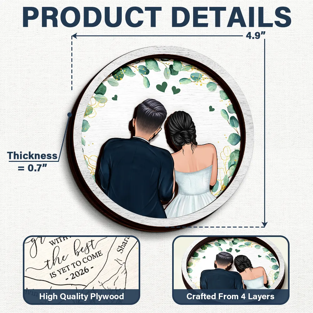 Newly Engaged Couple The Best Is Yet To Come - Personalized 2-Layered Wooden Ring Dish - Image 5