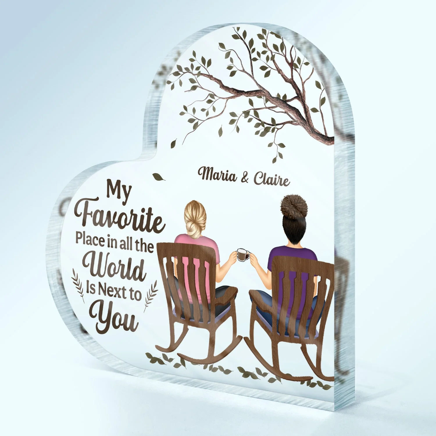 Next To You - Anniversary Gift For Couples - Personalized Heart Shaped Acrylic Plaque - Image 2