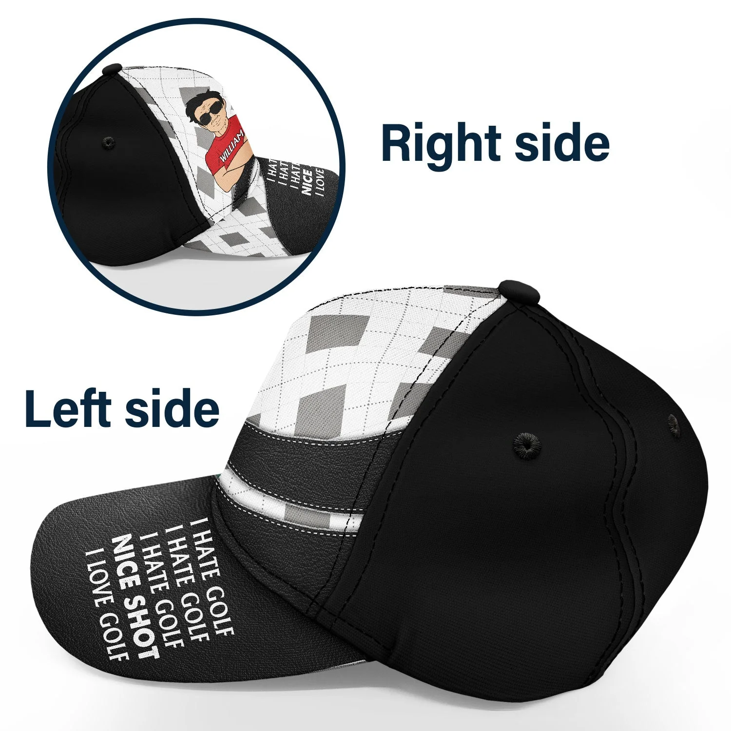 Nice Shot I Love Golf - Gift For Dad, Father, Grandpa, Golfer, Golf Lover - Personalized Classic Cap - Image 3