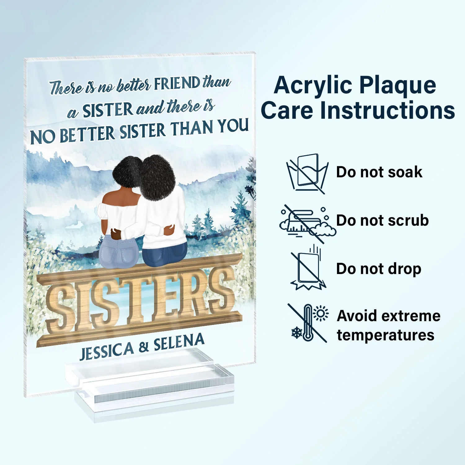 No Better Sister Than You - Gift For Sisters - Personalized Custom Vertical Rectangle Acrylic Plaque - Image 6
