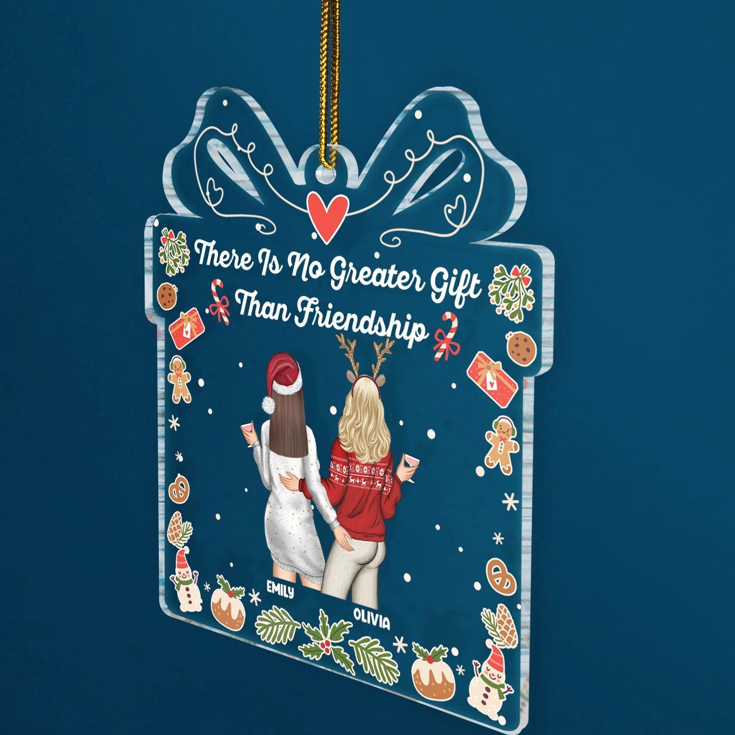 No Greater Gift Than Friendship - Christmas Gift For Besties - Personalized Custom Shaped Acrylic Ornament - Image 2