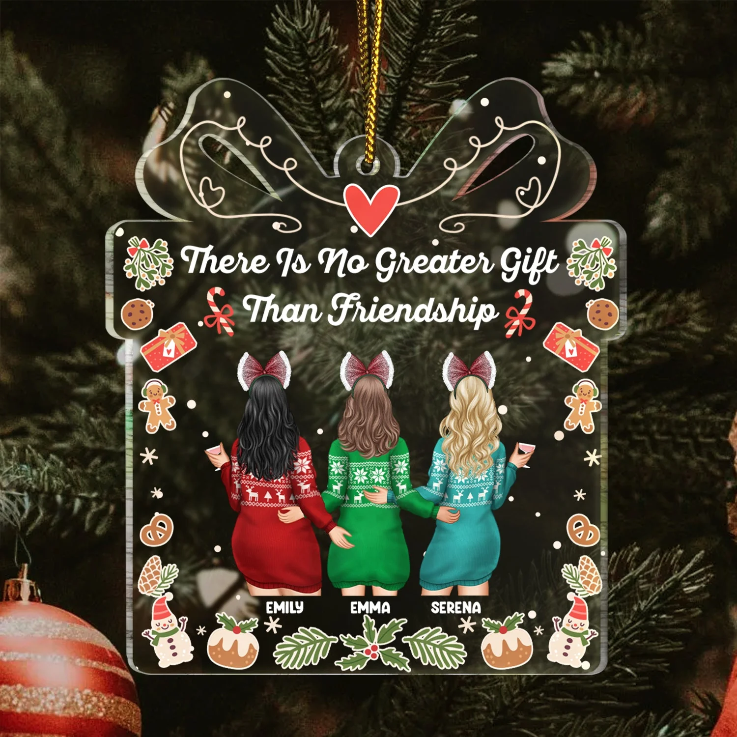 No Greater Gift Than Friendship - Christmas Gift For Besties - Personalized Custom Shaped Acrylic Ornament - Image 3