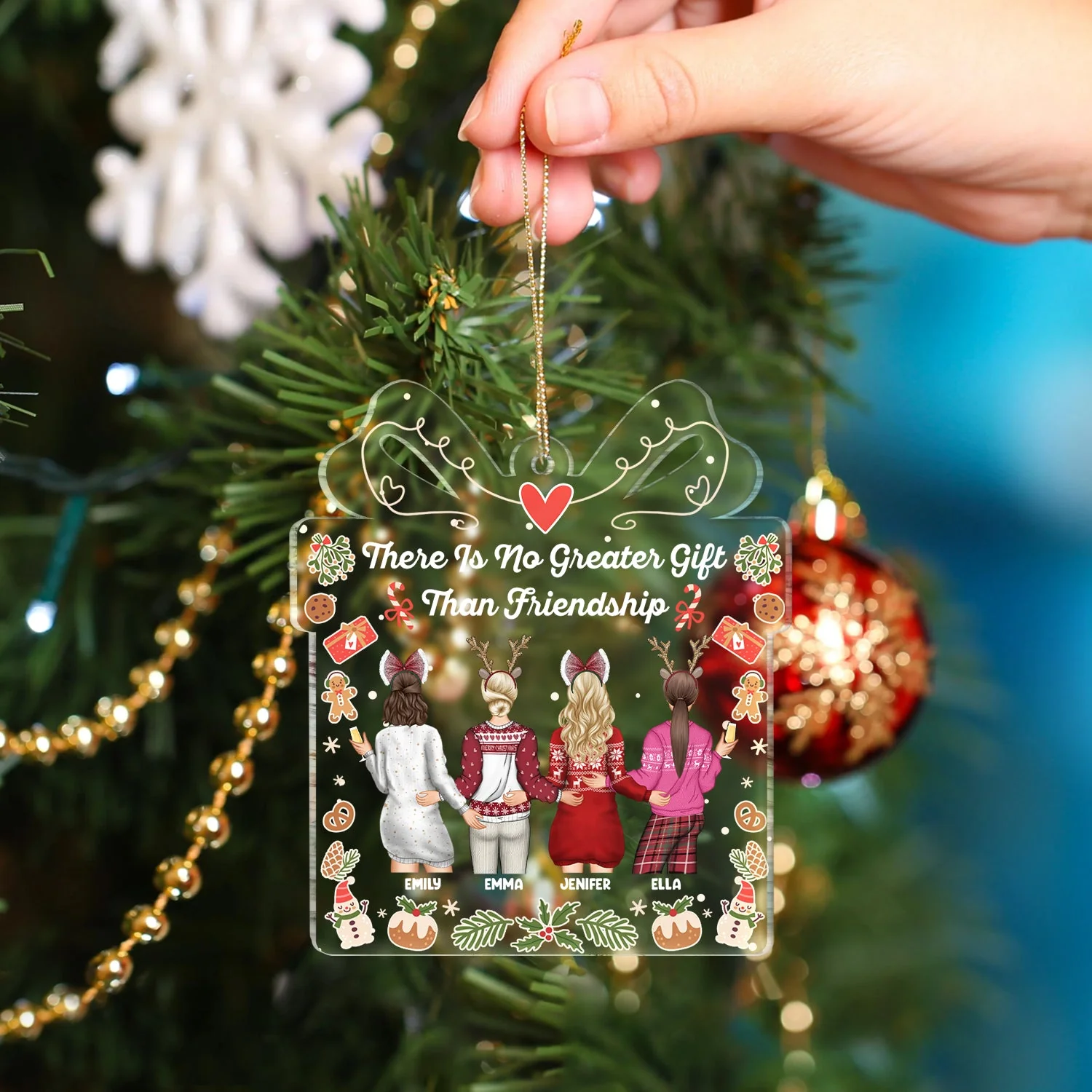 No Greater Gift Than Friendship - Christmas Gift For Besties - Personalized Custom Shaped Acrylic Ornament - Image 4