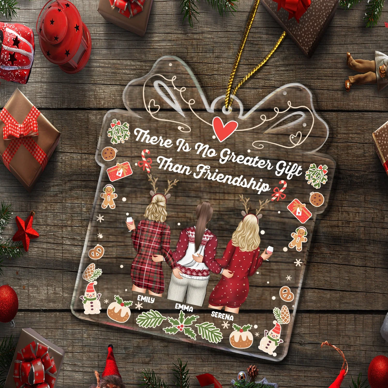 No Greater Gift Than Friendship - Christmas Gift For Besties - Personalized Custom Shaped Acrylic Ornament - Image 5