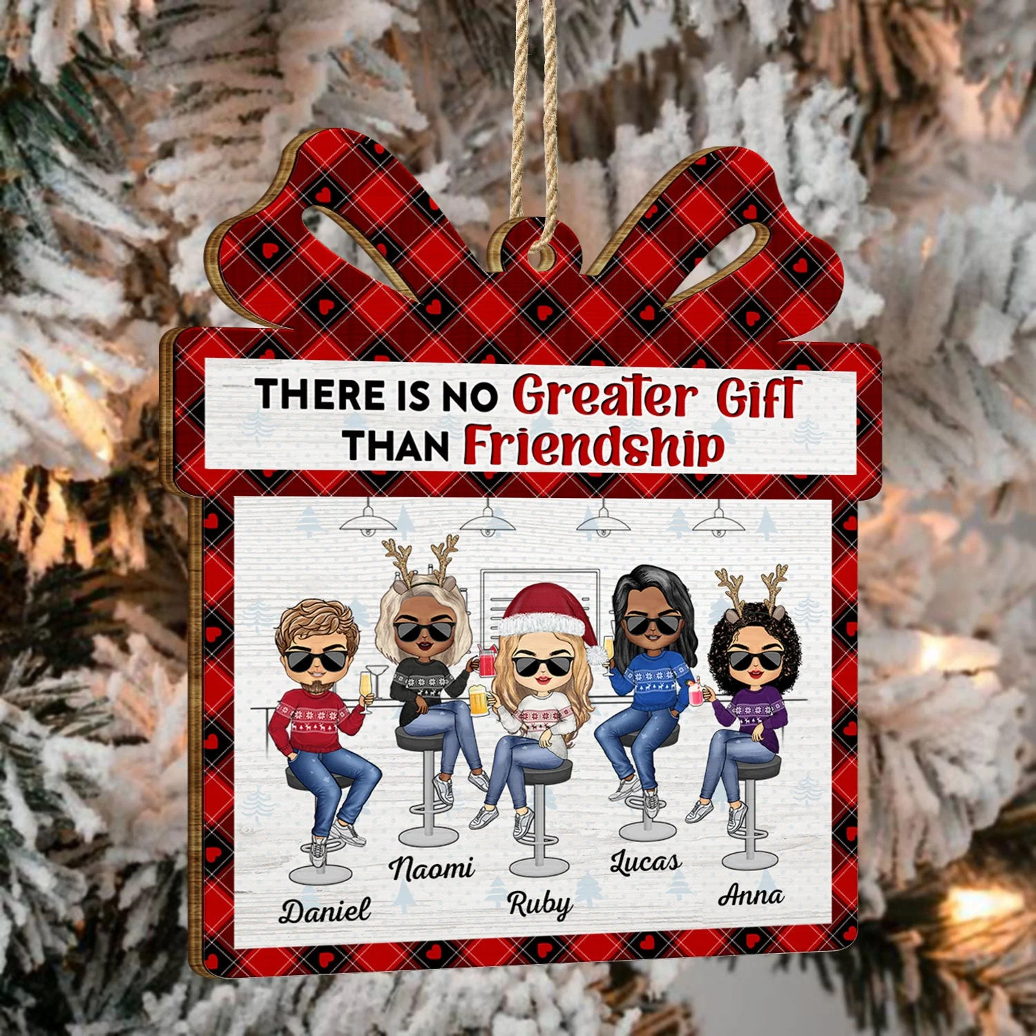 No Greater Gift Than Friendship - Christmas Gifts For Besties - Personalized Custom Shaped Wooden Ornament - Image 4