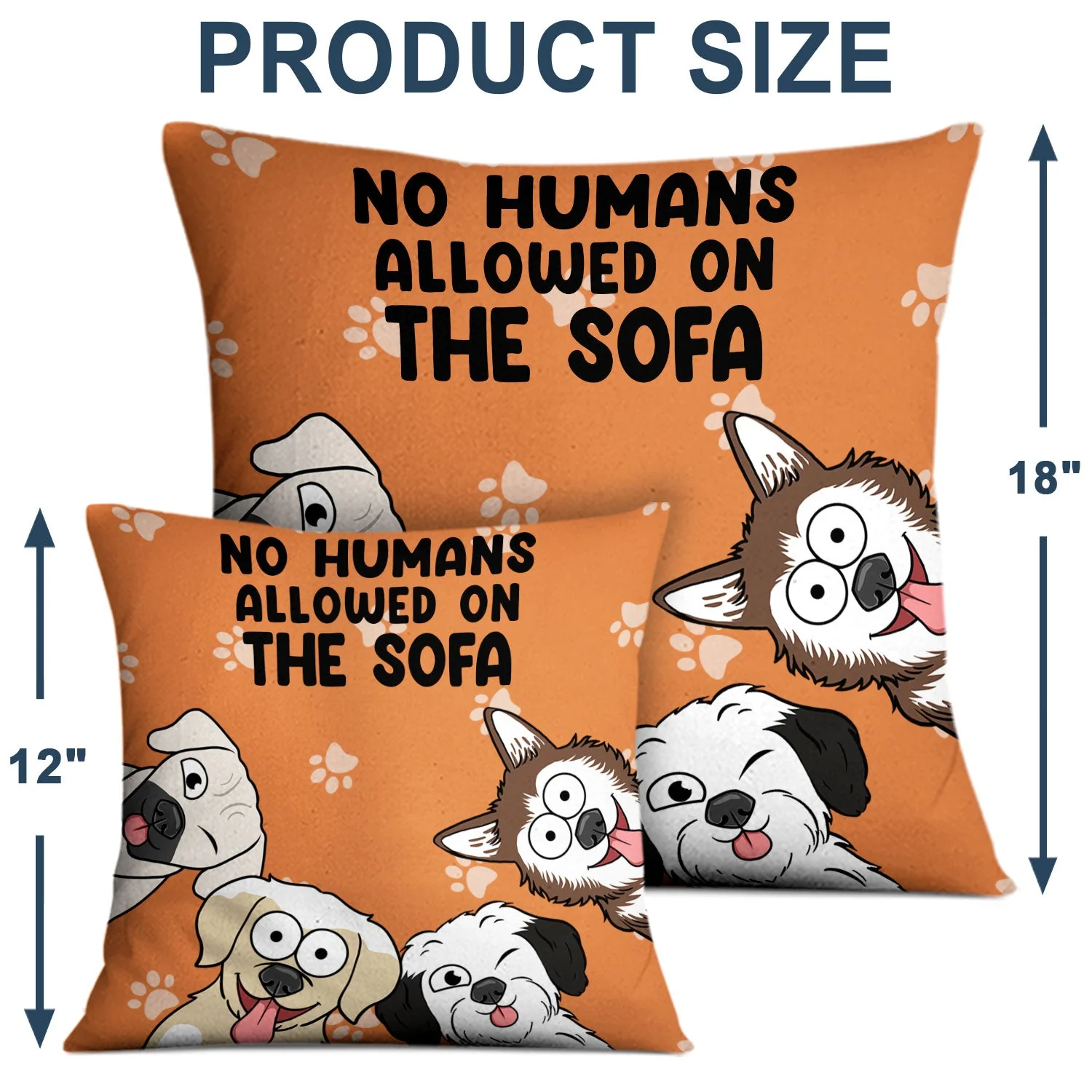 No Humans Allowed On The Couch Funny Cartoon Dogs - Gift For Dog Lovers - Personalized Pillow - Image 4