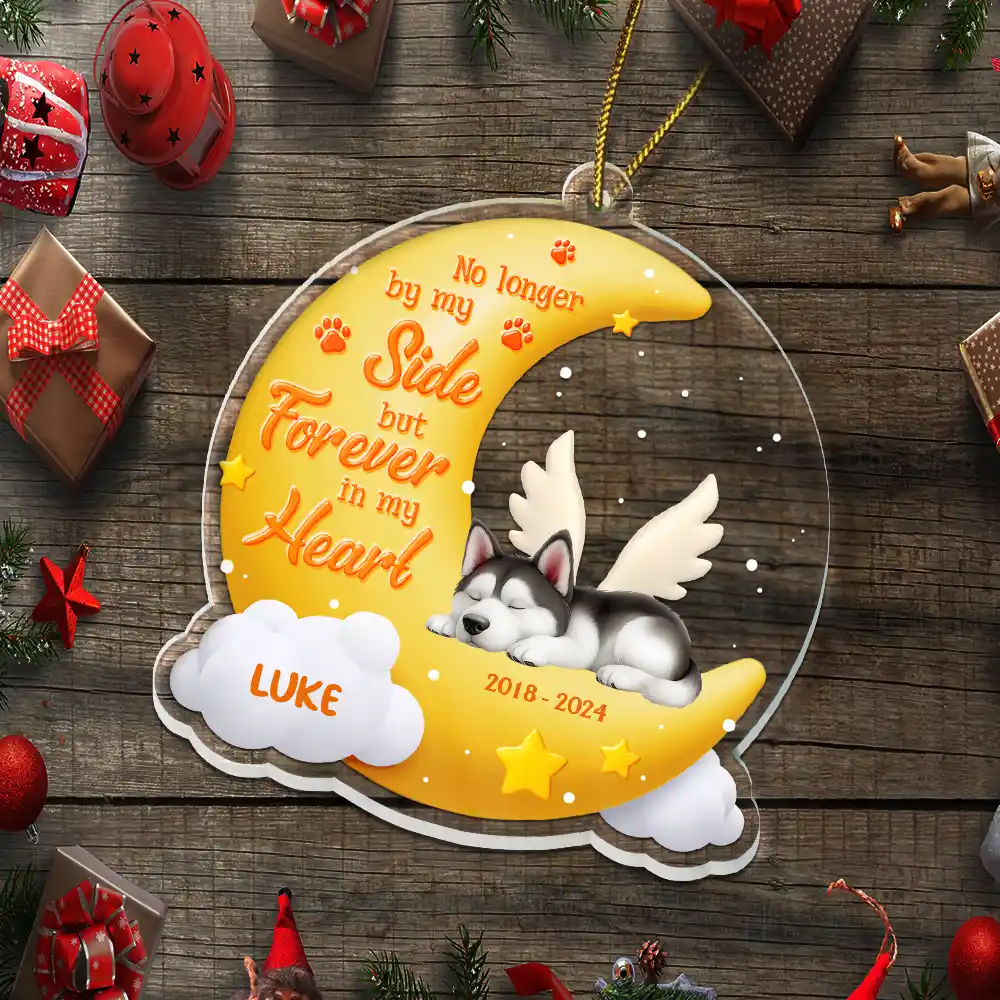 No Longer By My Side But Forever In My Heart - Personalized Custom Shaped Acrylic Ornament - Image 5
