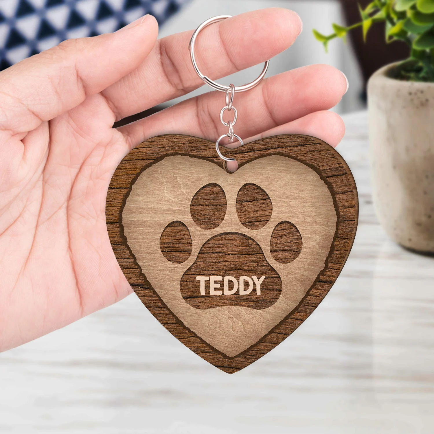 No Longer By My Side Dogs Cats - Pet Memorial Gift - Personalized Custom Wooden Keychain - Image 4