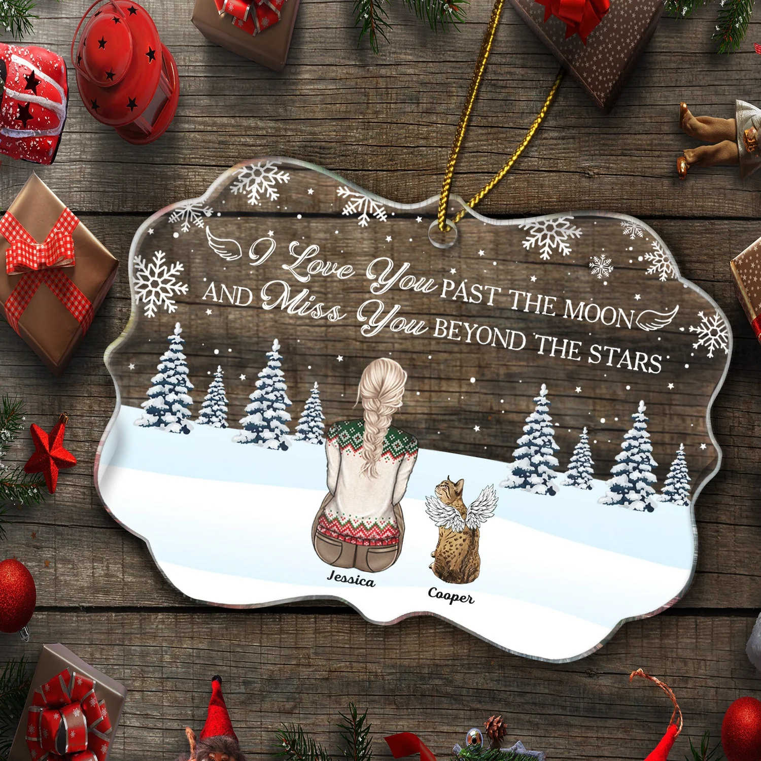 No Longer By My Side Forever In My Heart - Christmas Memorial Gift For Dog Lovers, Dog Mom, Dog Dad - Personalized Medallion Acrylic Ornament - Image 5