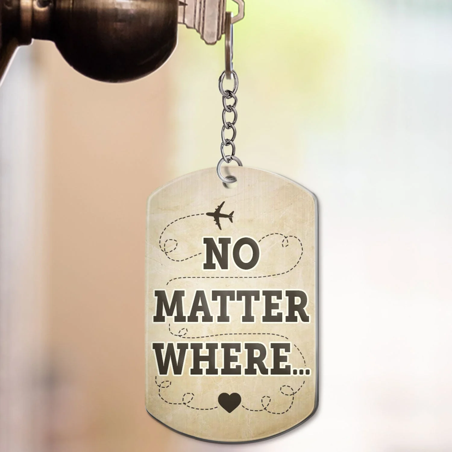 No Matter Where - Anniversary, Birthday Gifts For Couples, Siblings, Besties - Personalized Aluminum Keychain - Image 3