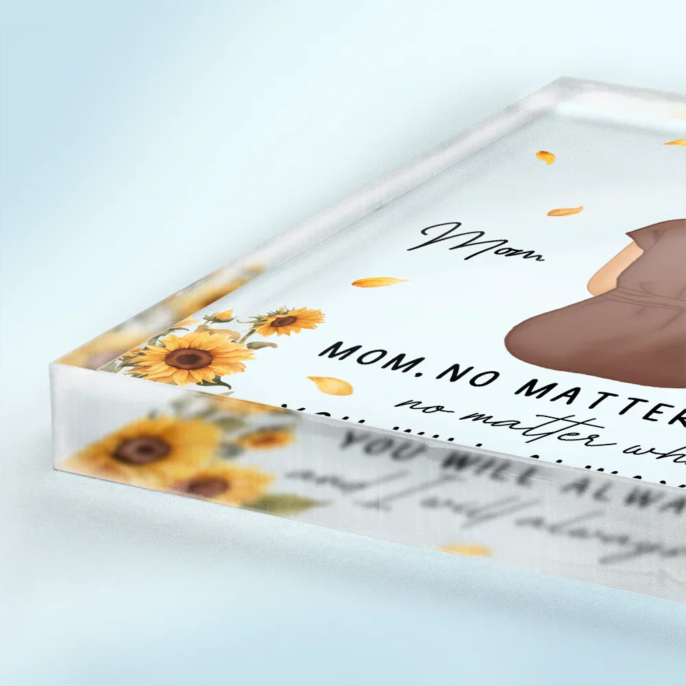 No Matter Where We Go Mom Daughter - Personalized Square Shaped Acrylic Plaque - Image 3