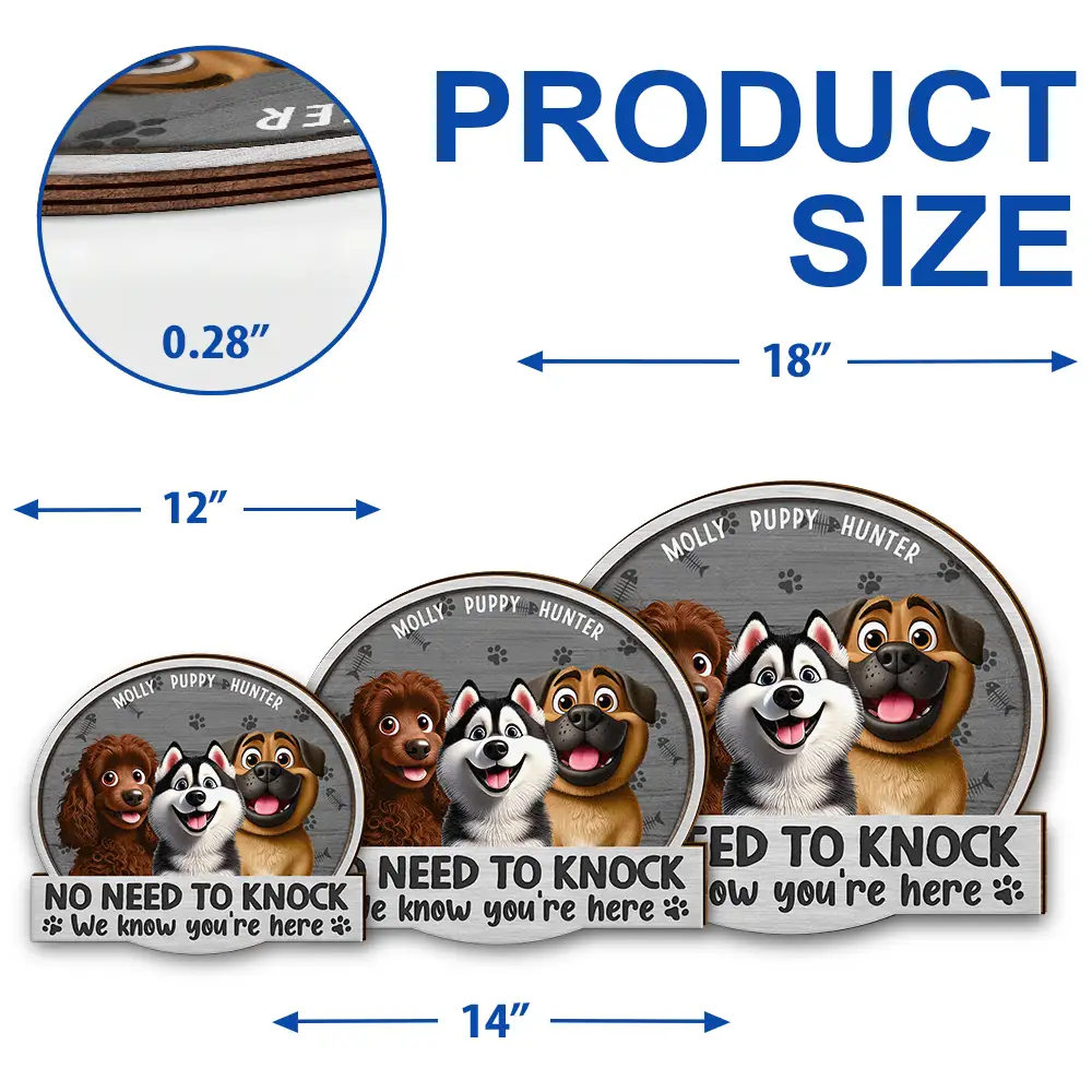 No Need To Knock 3D Effect Pets - Personalized Custom Shaped Wood Sign - Image 5