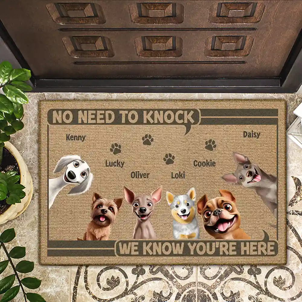 No Need To Knock We Know You're Here 3D Dog - Personalized Doormat - Image 2