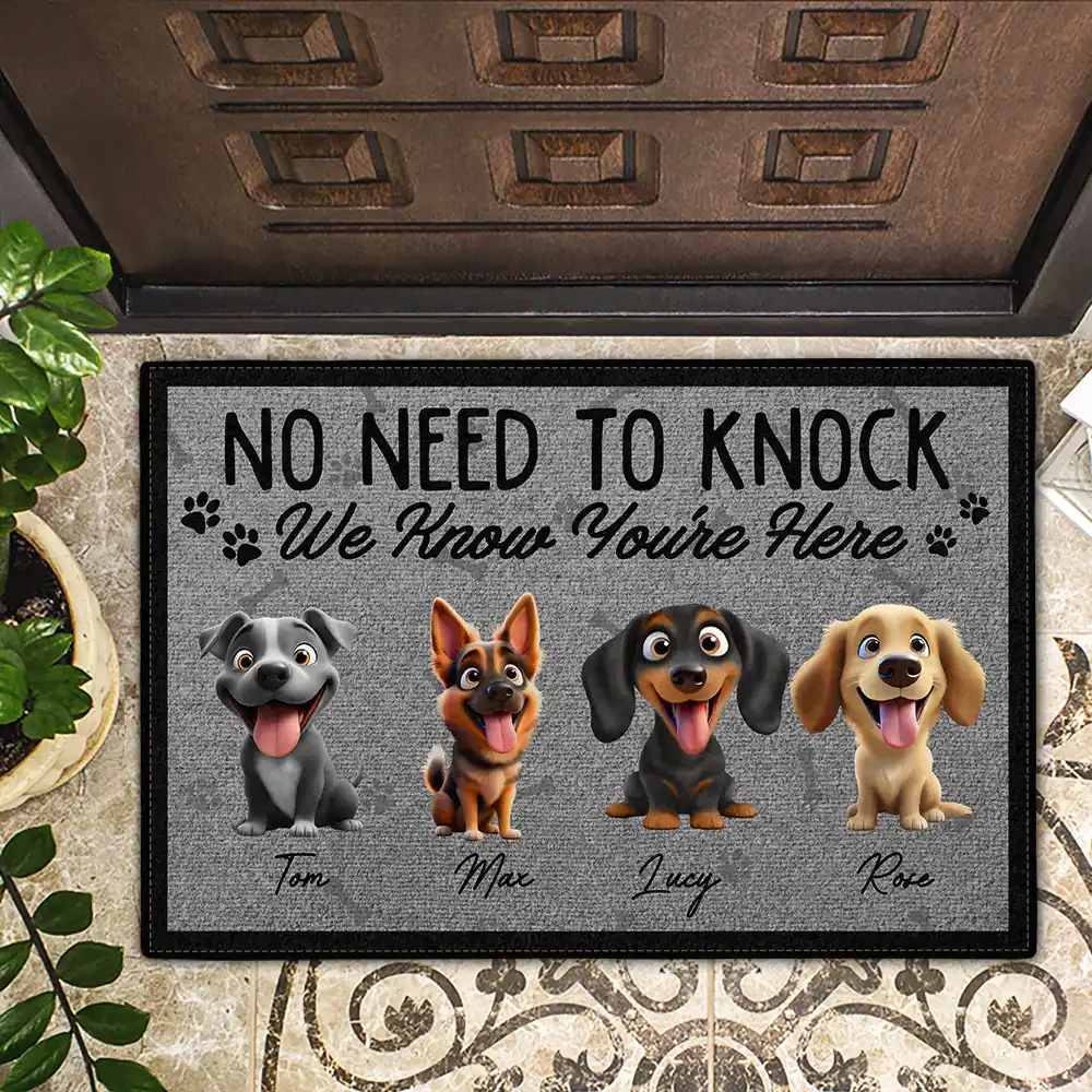 No Need To Knock We Know You're Here Funny 3D Dog - Personalized Doormat - Image 2