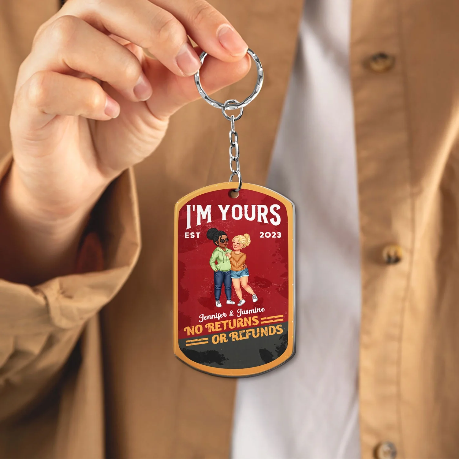 No Returns Or Refunds - Anniversary Gift For Spouse, Lover, Couple, Husband, Wife, Girlfriend, Boyfriend - Personalized Aluminum Keychain - Image 4
