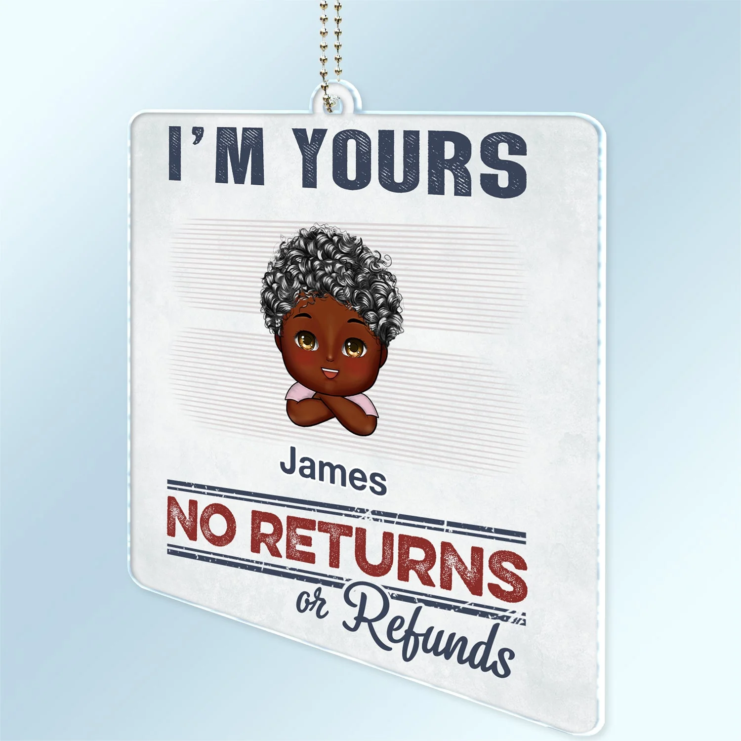 No Returns Or Refunds Chibi Grandkids - Funny Gift For Dad, Mom, Grandma, Grandpa - Personalized Acrylic Car Hanger - Image 2