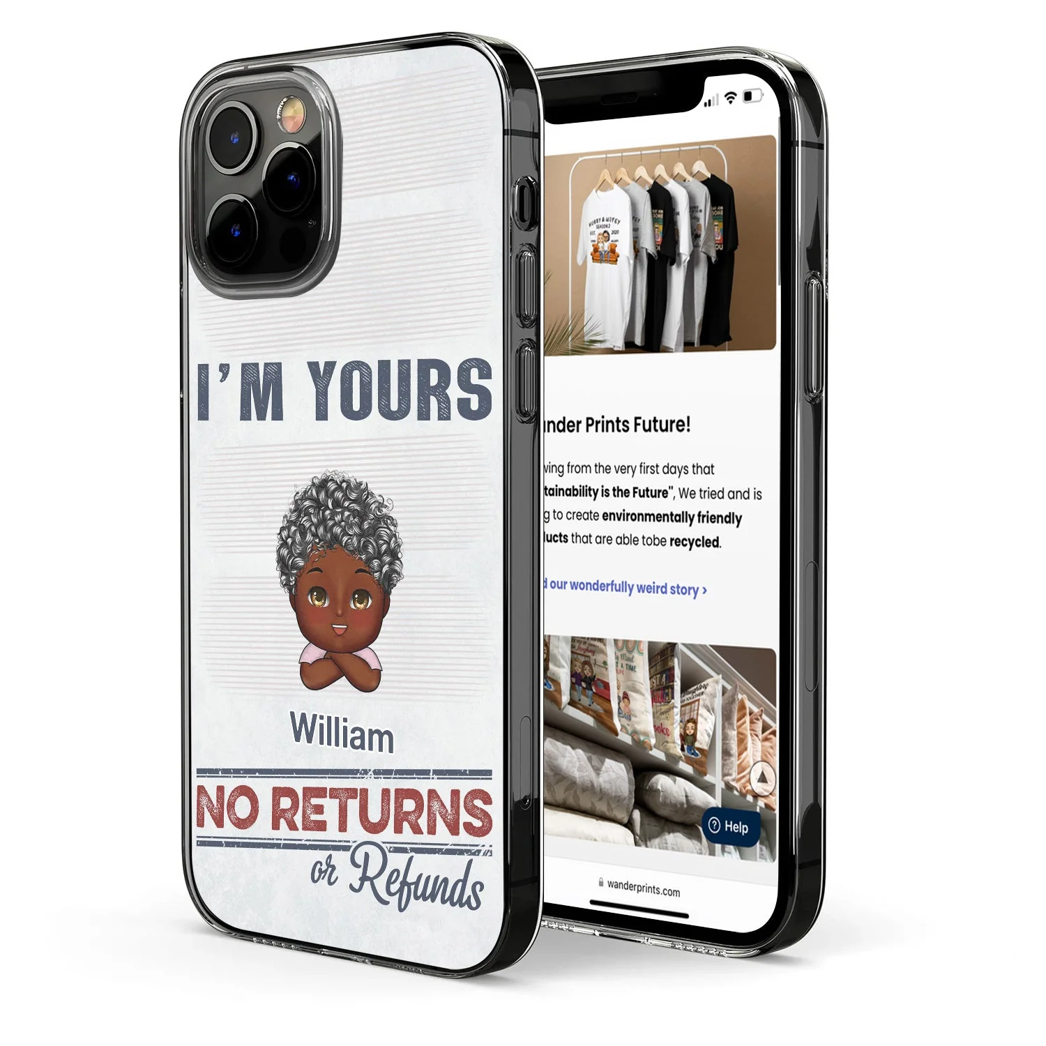 No Returns Or Refunds Chibi Grandkids - Funny Gift For Dad, Mom, Grandma, Grandpa - Personalized Clear Phone Case - Image 2
