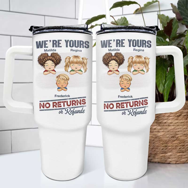 No Returns Or Refunds Chibi Grandkids - Personalized 40oz Tumbler With Straw - Image 4