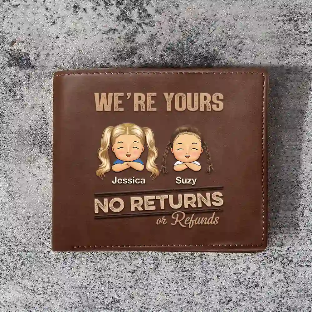 No Returns Or Refunds Chibi Grandkids - Personalized Leather Wallet - Image 3